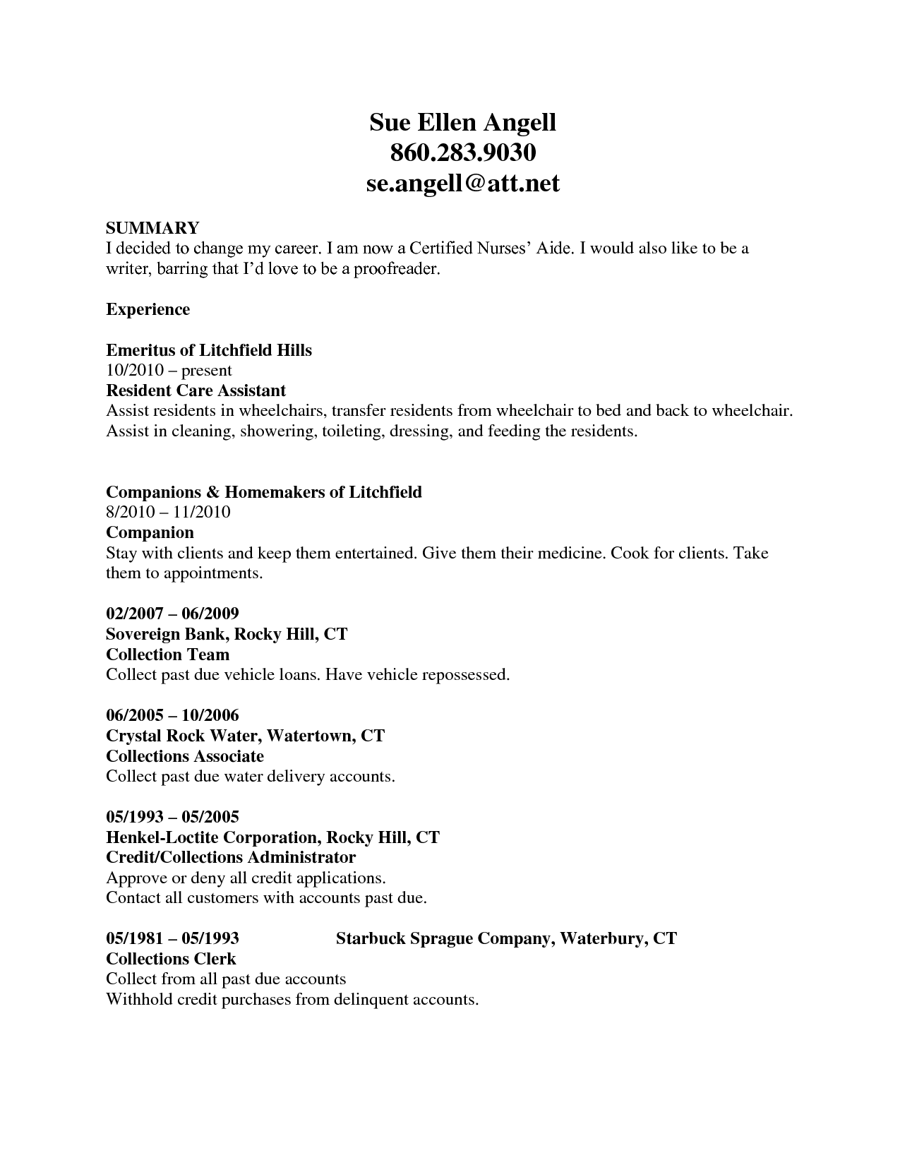 Resume Examples For Cna With No Experience